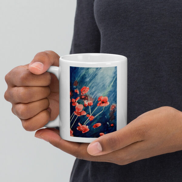 Taza blanca brillante - Amapolas - Imagen 3