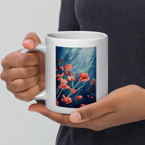 Taza blanca brillante - Amapolas - Imagen 6